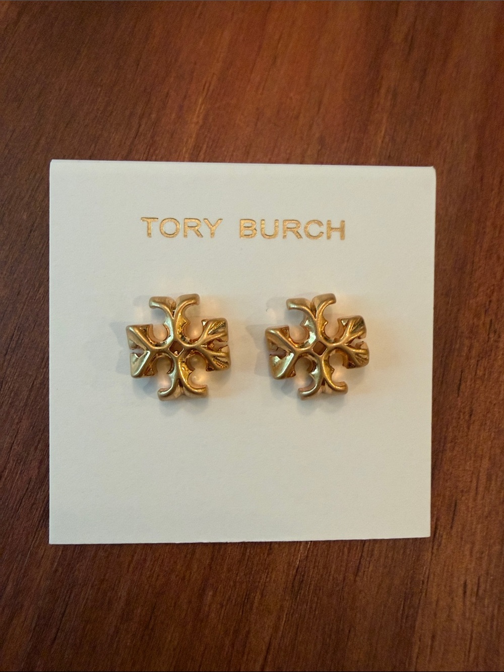 Tory Burch Gold Logo Stud Earrings